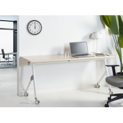 Biurko składane z kółkami 180 x 60 cm jasne drewno z białym BENDI