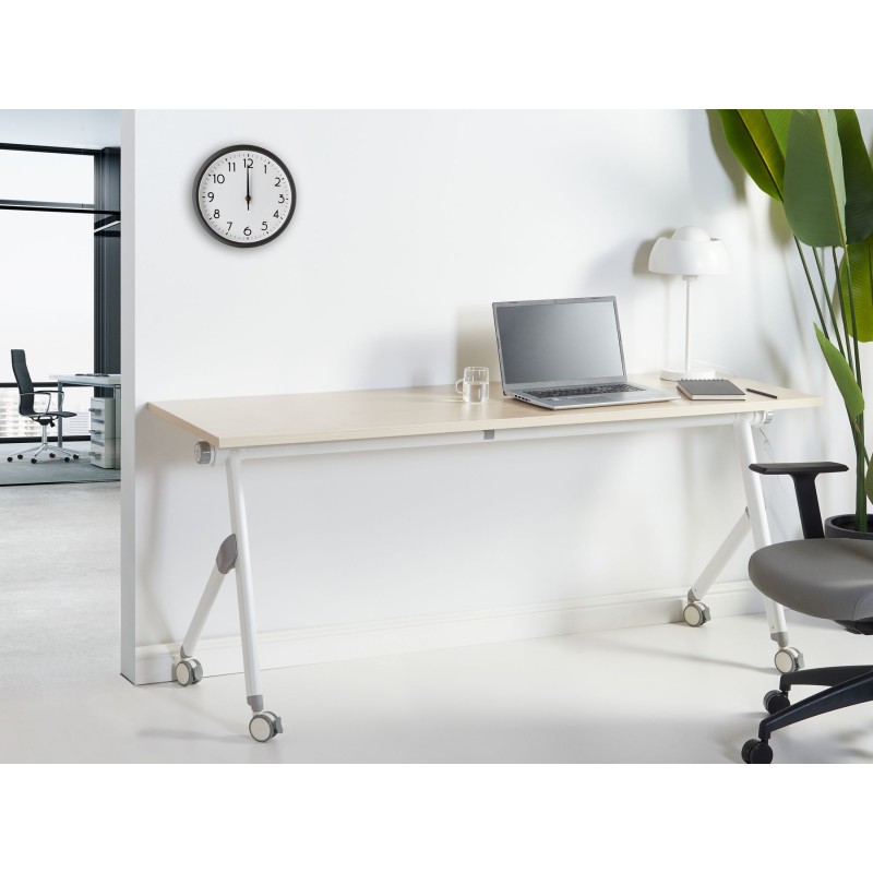 Biurko składane z kółkami 180 x 60 cm jasne drewno z białym BENDI