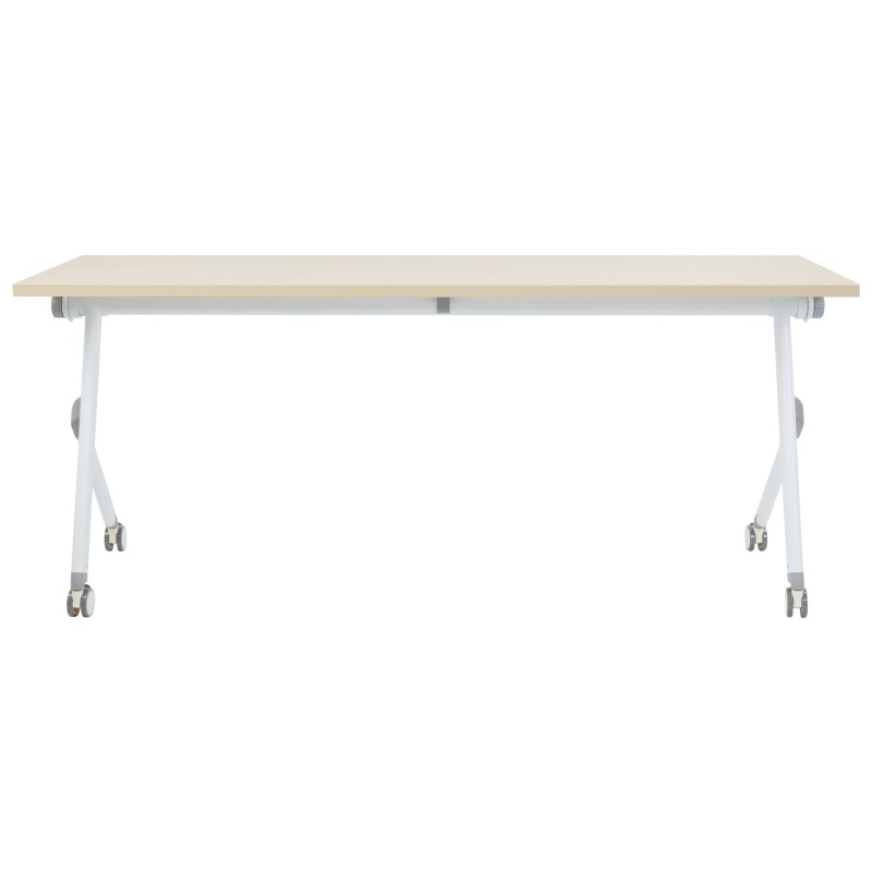 Biurko składane z kółkami 180 x 60 cm jasne drewno z białym BENDI