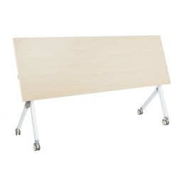 Biurko składane z kółkami 180 x 60 cm jasne drewno z białym BENDI