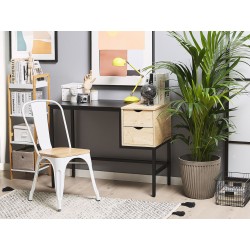 Biurko z szufladami 100 x 48 cm czarne z jasnym drewnem HARPER