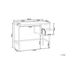 Biurko z szufladami 100 x 48 cm czarne z jasnym drewnem HARPER