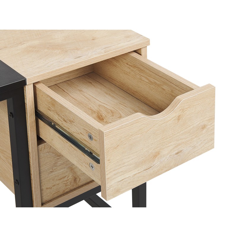 Biurko z szufladami 100 x 48 cm czarne z jasnym drewnem HARPER