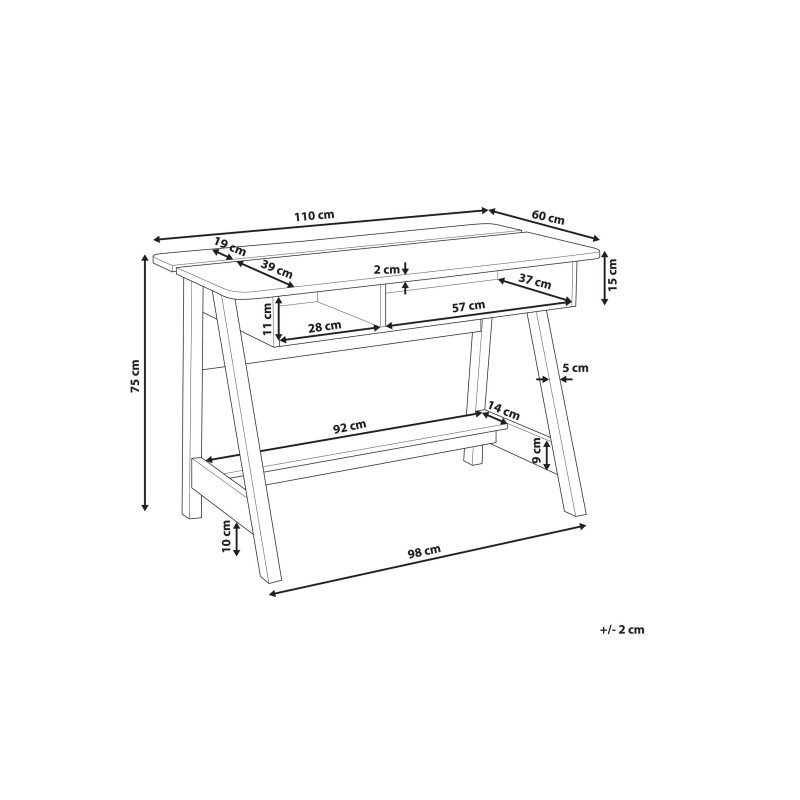 Biurko z półką 110 x 60 cm jasne drewno JACKSON