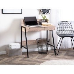 Biurko z szufladami i półką 73 x 48 cm jasne drewno BROXTON