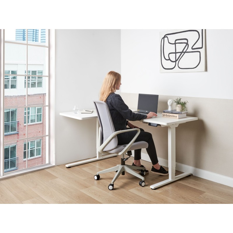 Biurko narożne lewe regulowane elektrycznie 160 x 59 cm białe DESTINES