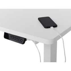 Biurko narożne lewe regulowane elektrycznie 160 x 59 cm białe DESTINES