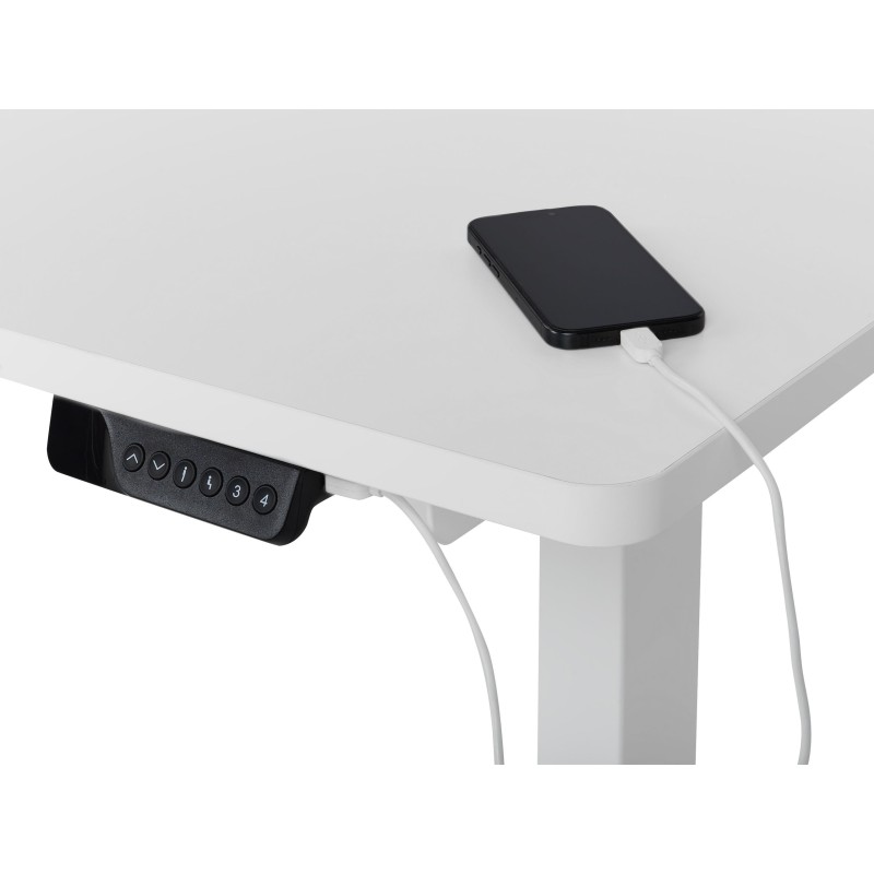 Biurko narożne lewe regulowane elektrycznie 160 x 59 cm białe DESTINES