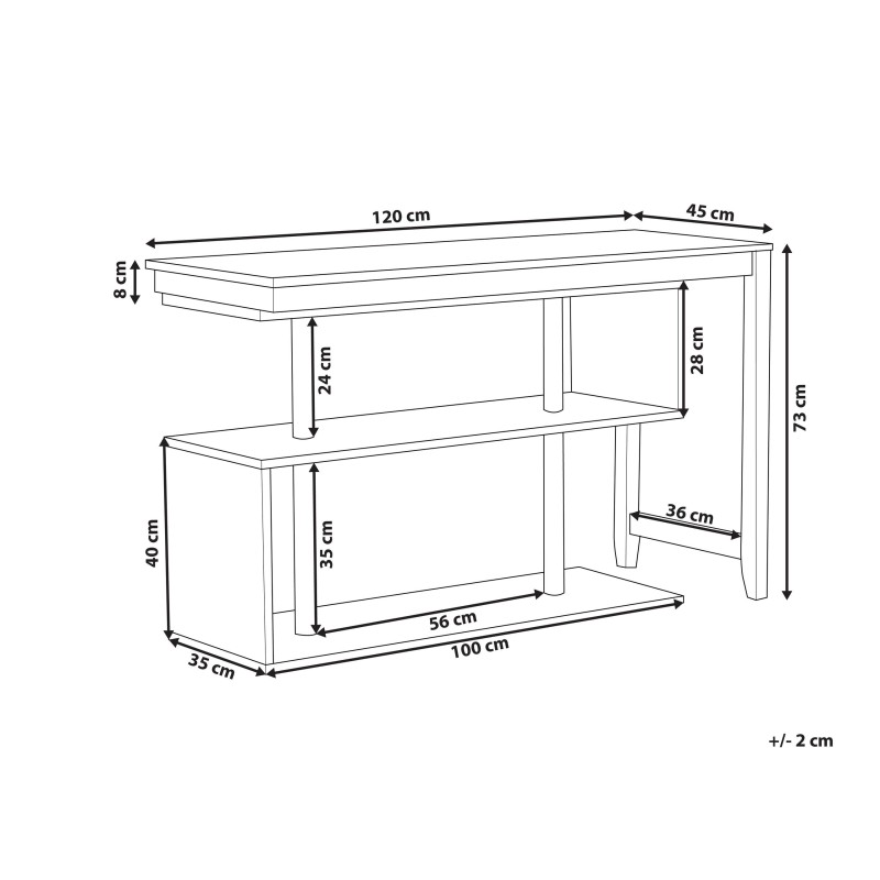 Rozkładane biurko z regałem 120 x 45 cm jasne drewno i biały CHANDLER