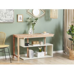 Rozkładane biurko z regałem 120 x 45 cm jasne drewno i biały CHANDLER
