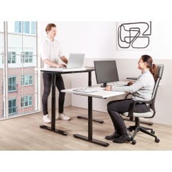 Biurko regulowane elektrycznie 180 x 80 cm biało-czarne DESTINAS