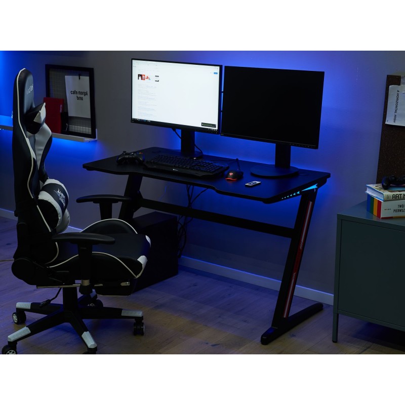 Biurko gamingowe RGB LED 120 x 60 cm czarne DARFUR