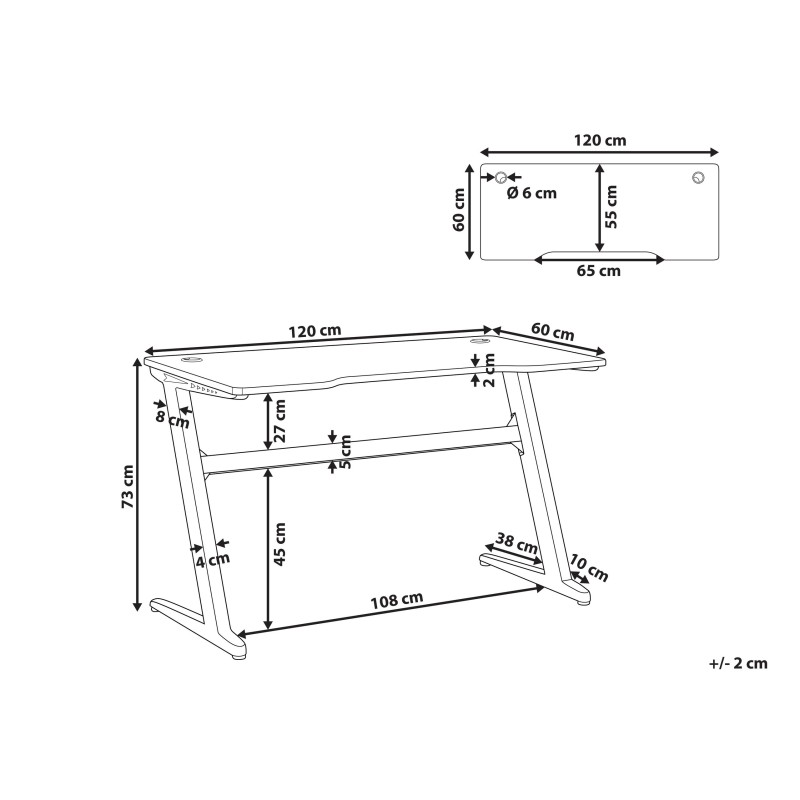 Biurko gamingowe RGB LED 120 x 60 cm czarne DARFUR
