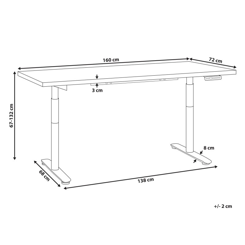 Biurko regulowane elektrycznie 160 x 72 cm ciemne drewno z czarnym DESTINAS