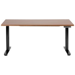 Biurko regulowane elektrycznie 160 x 72 cm ciemne drewno z czarnym DESTINAS