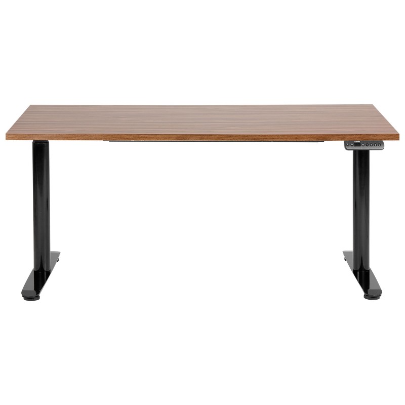 Biurko regulowane elektrycznie 160 x 72 cm ciemne drewno z czarnym DESTINAS