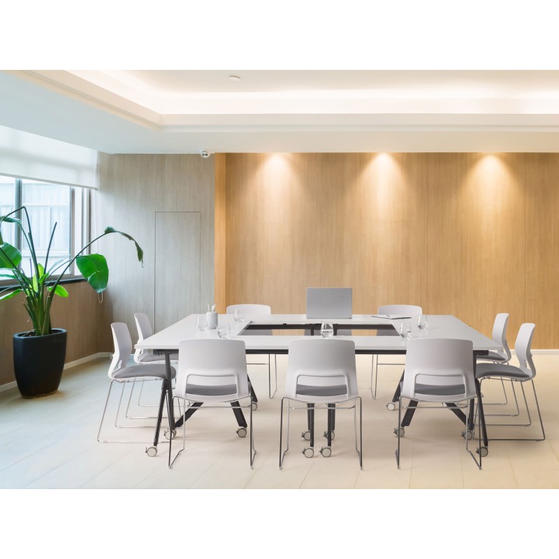 Biurko składane z kółkami 120 x 60 cm jasne drewno z białym BENDI