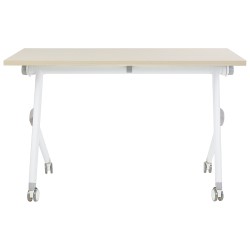 Biurko składane z kółkami 120 x 60 cm jasne drewno z białym BENDI