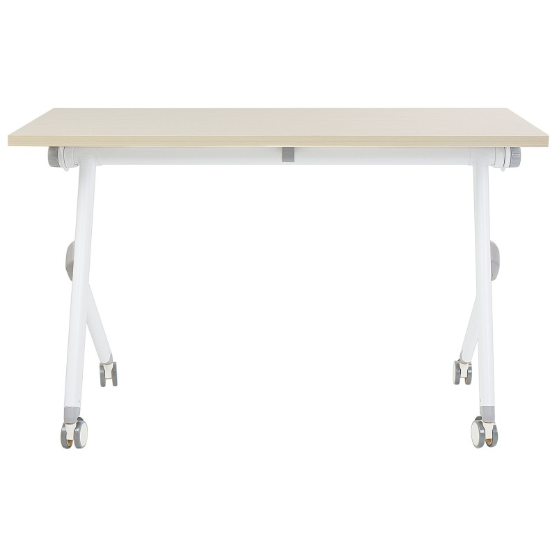 Biurko składane z kółkami 120 x 60 cm jasne drewno z białym BENDI