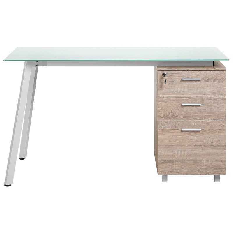 Biurko z szufladami 130 x 60 cm jasne drewno MONTEVIDEO