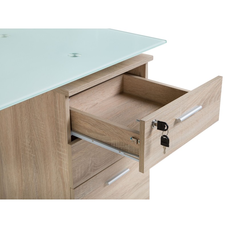 Biurko z szufladami 130 x 60 cm jasne drewno MONTEVIDEO