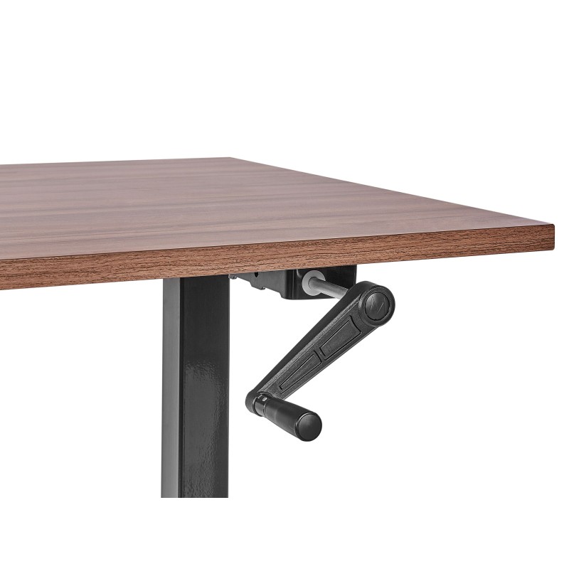 Biurko regulowane manualnie 160 x 72 cm ciemne drewno z czarnym DESTINES