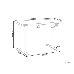 Biurko regulowane manualnie 120 x 72 cm biało-czarne DESTINES