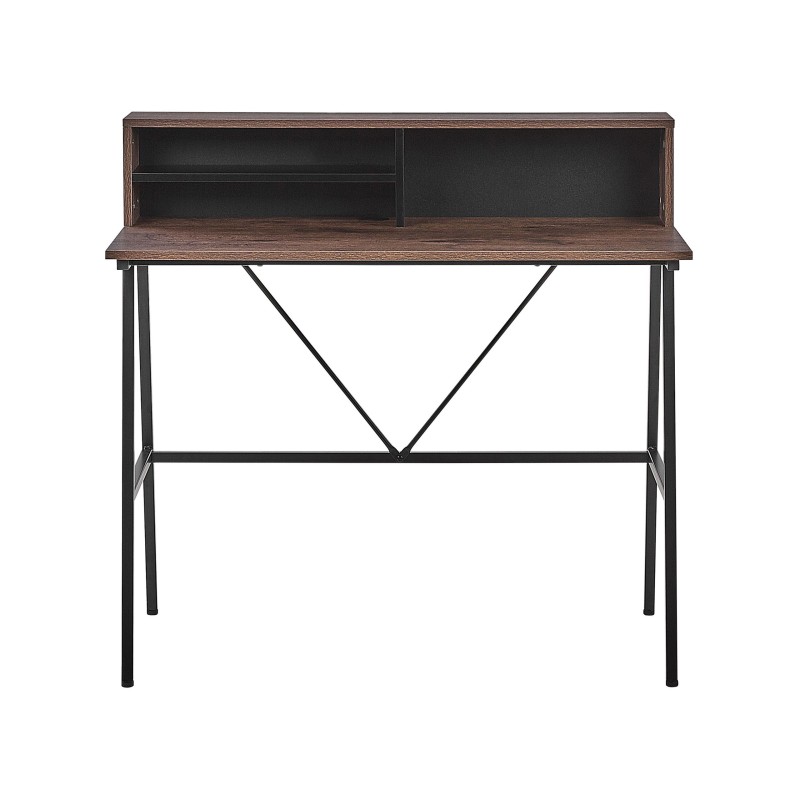 Biurko z półkami 100 x 50 cm ciemne drewno HARISON