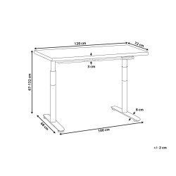 Biurko regulowane elektrycznie 120 x 72 cm biało-czarne DESTINAS