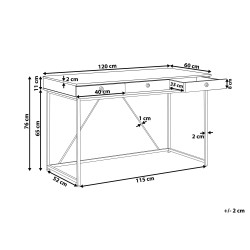 Biurko z szufladami 120 x 60 cm jasne drewno z czarnym HINTON