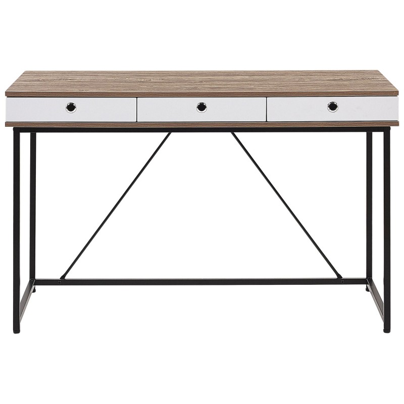 Biurko z szufladami 120 x 60 cm jasne drewno z czarnym HINTON