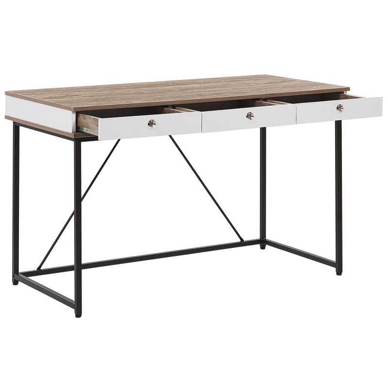 Biurko z szufladami 120 x 60 cm jasne drewno z czarnym HINTON