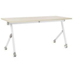 Biurko składane z kółkami 160 x 60 cm jasne drewno z białym BENDI