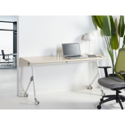 Biurko składane z kółkami 160 x 60 cm jasne drewno z białym BENDI