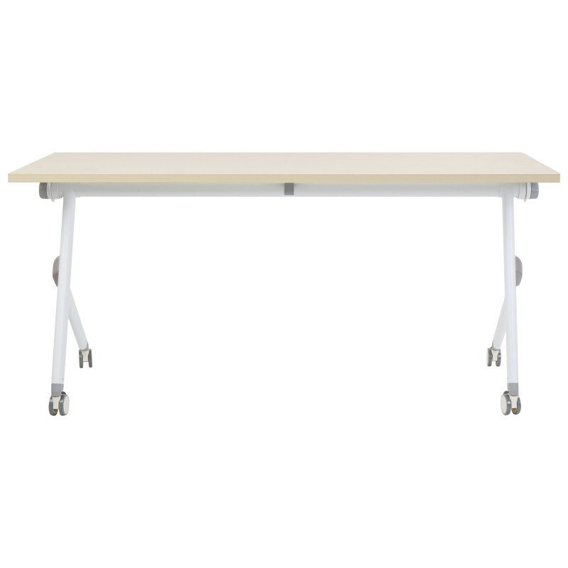 Biurko składane z kółkami 160 x 60 cm jasne drewno z białym BENDI