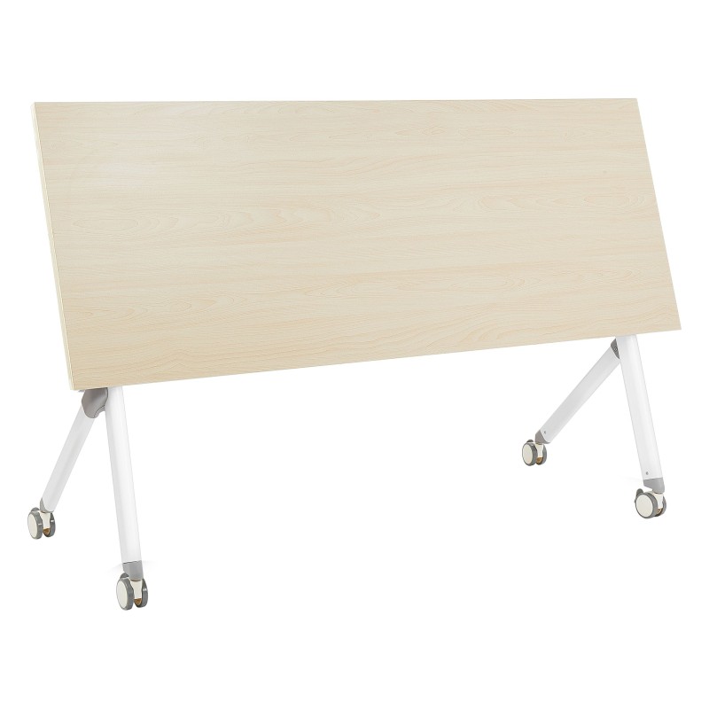 Biurko składane z kółkami 160 x 60 cm jasne drewno z białym BENDI