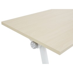 Biurko składane z kółkami 160 x 60 cm jasne drewno z białym BENDI