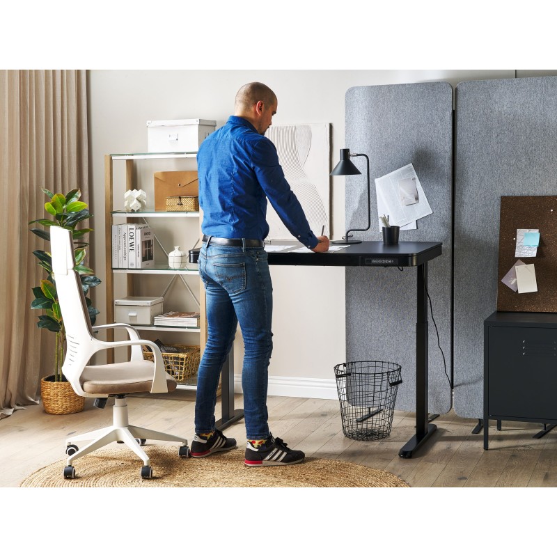 Biurko regulowane elektrycznie 120 x 60 cm z portem USB czarne KENLY