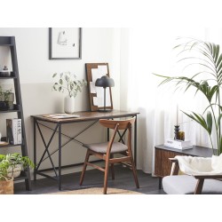 Biurko 115 x 60 cm ciemne drewno z czarnym FUTON