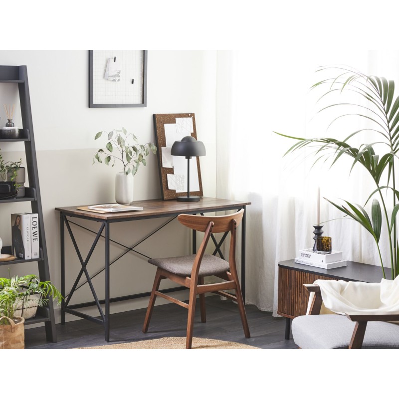 Biurko 115 x 60 cm ciemne drewno z czarnym FUTON