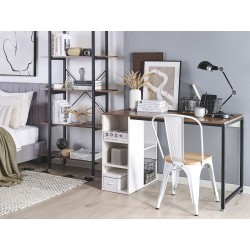 Biurko z półkami 120 x 60 cm ciemne drewno z białym DESE