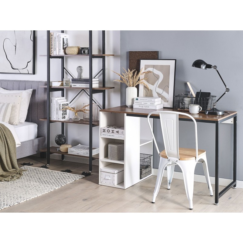 Biurko z półkami 120 x 60 cm ciemne drewno z białym DESE