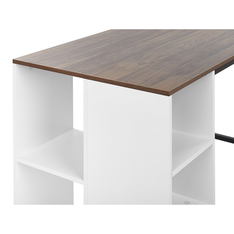 Biurko z półkami 120 x 60 cm ciemne drewno z białym DESE