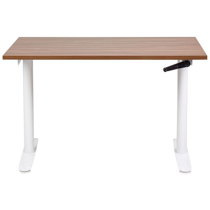 Biurko regulowane manualnie 120 x 72 cm ciemne drewno z białym DESTINAS