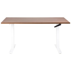 Biurko regulowane manualnie 160 x 72 cm ciemne drewno z białym DESTINES