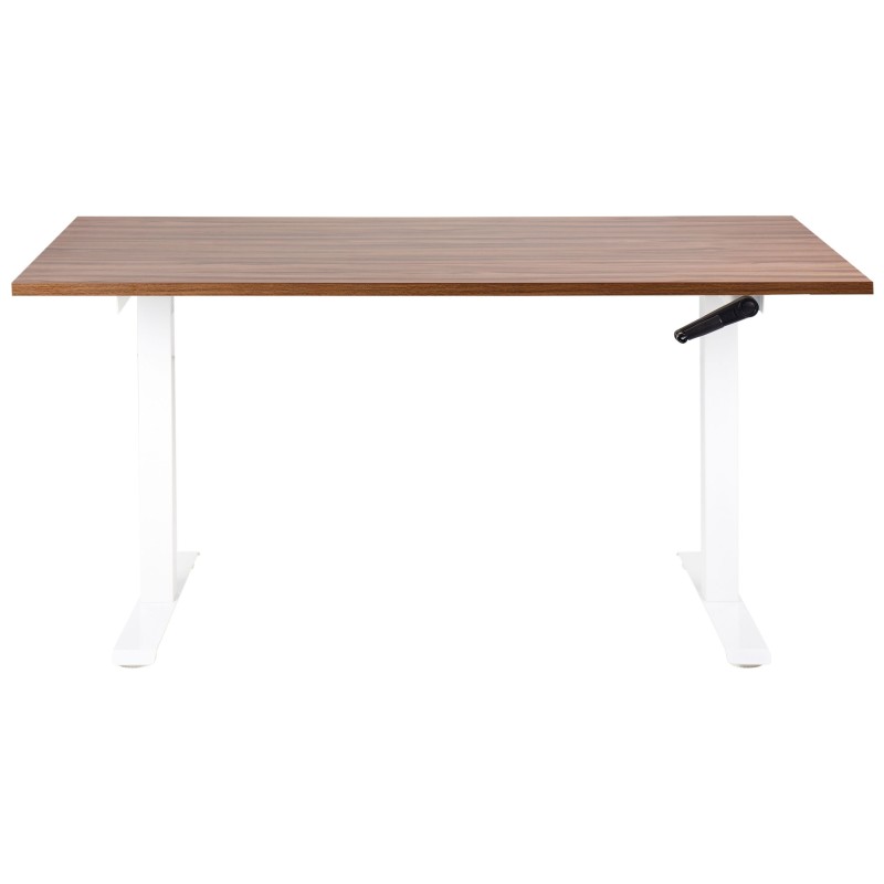 Biurko regulowane manualnie 160 x 72 cm ciemne drewno z białym DESTINES