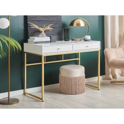 Biurko / Konsola 2 szuflady biało-złota DAPHNE