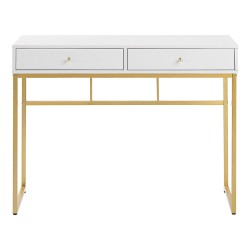 Biurko / Konsola 2 szuflady biało-złota DAPHNE