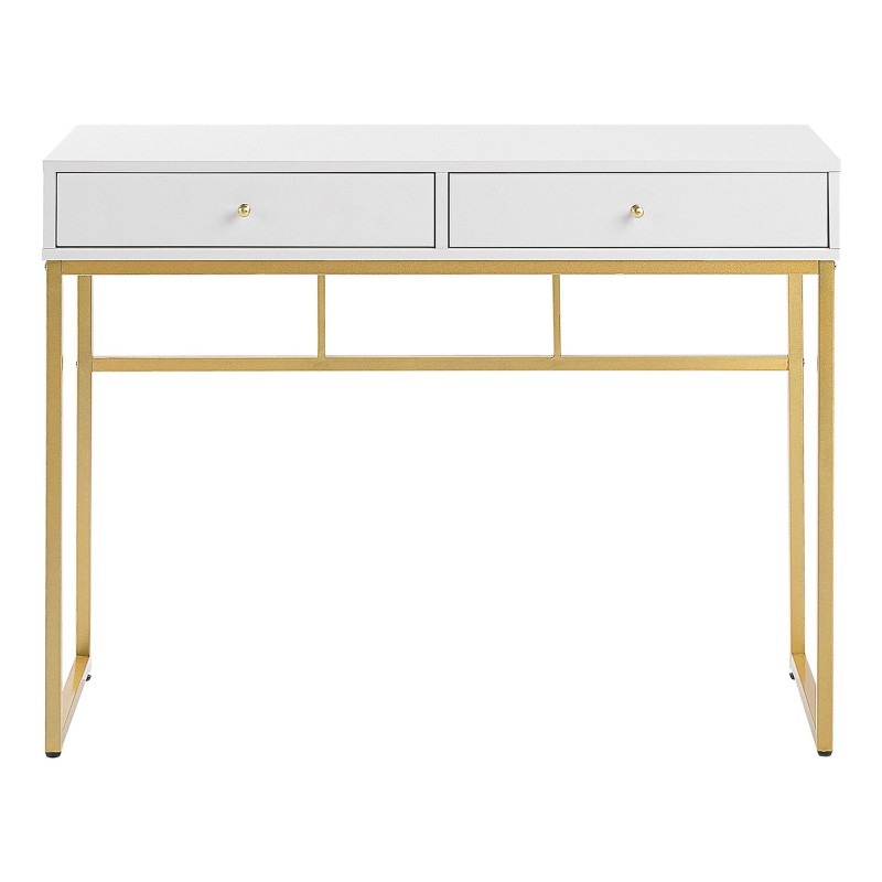 Biurko / Konsola 2 szuflady biało-złota DAPHNE