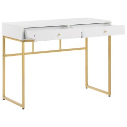 Biurko / Konsola 2 szuflady biało-złota DAPHNE